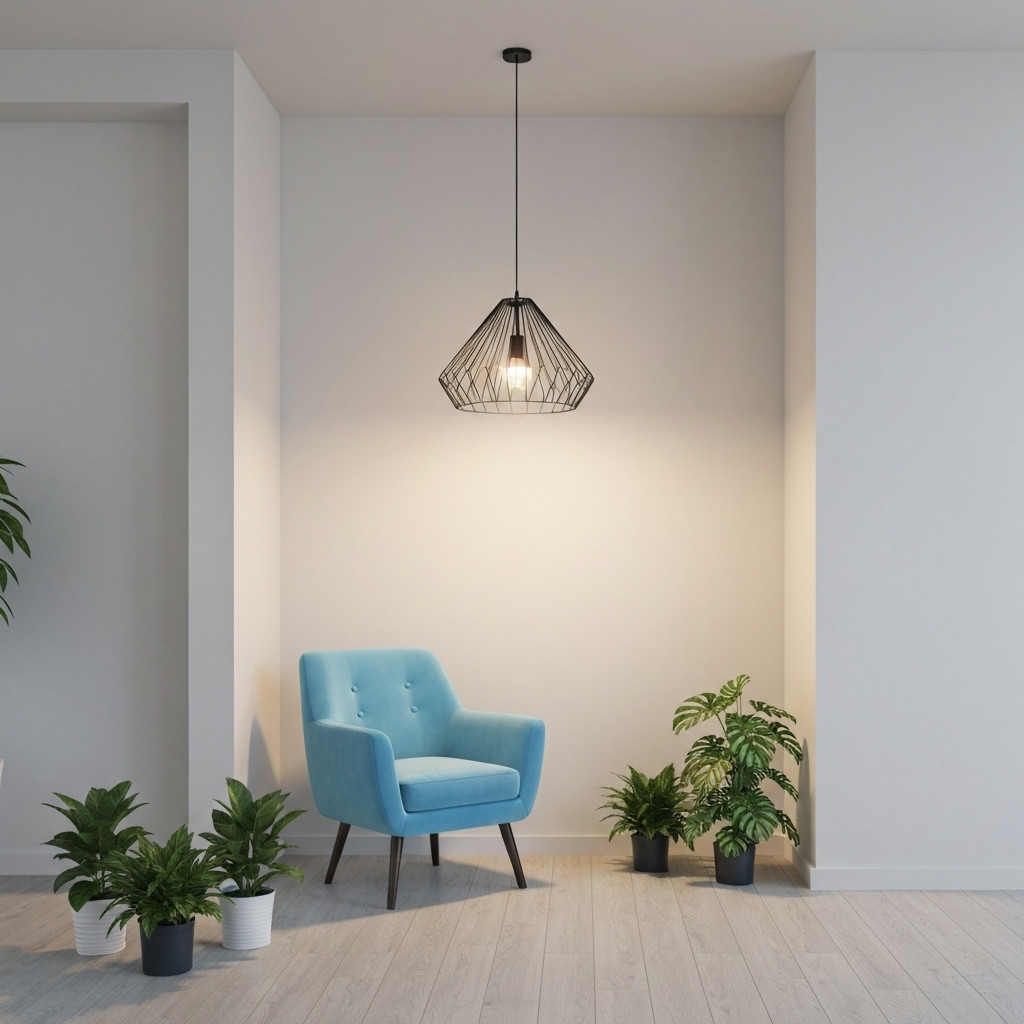 Modern interior with chair and plants